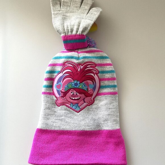 TROLL BEANIE POM HAT AND GLOVES SET - Picture 3 of 6